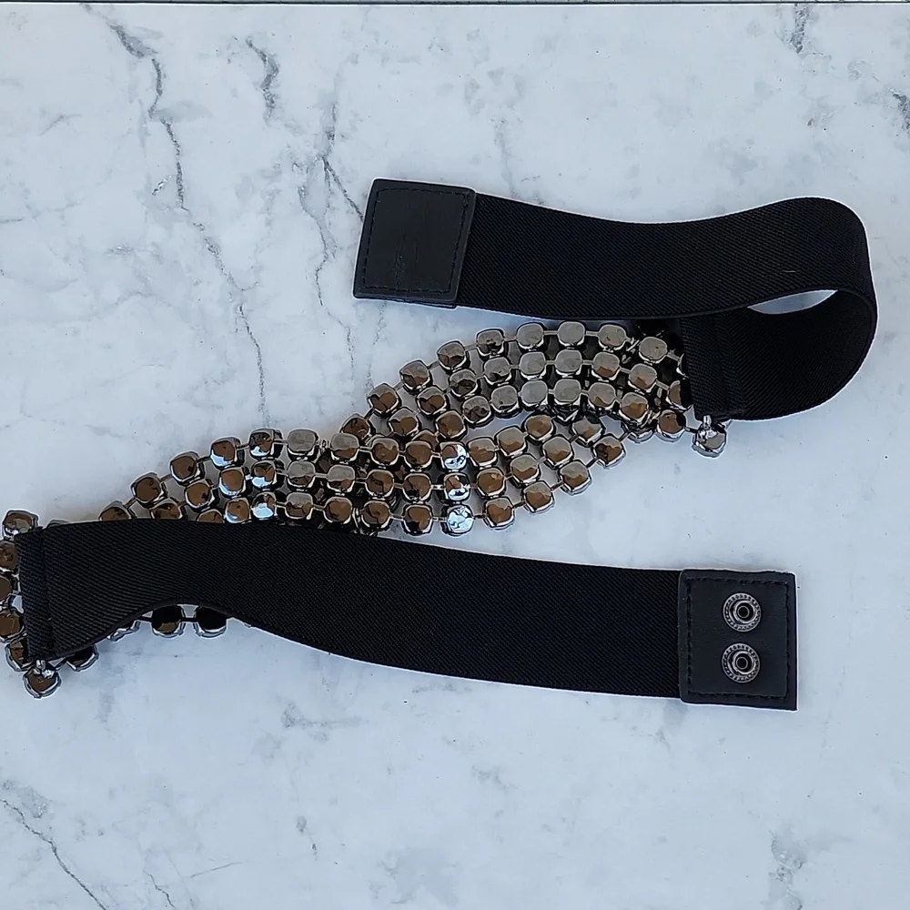BCBGMAXAZRIA RHINESTONE ELASTICIZED BELT - Picture 5 of 7